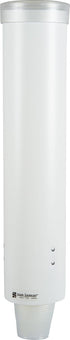 San Jamar Medium Cup Dispenser for 4-10 Oz. Cups, White Plastic, 16 Inches, Flip Cap for Restaurants