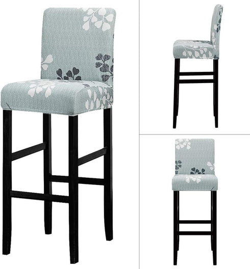 Lellen 4 Pack Stretch Chair Slipcover - Grey Floral Pattern, Waterproof, Ultra Thin for Short Swivel Dining Chairs