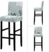 Lellen 4 Pack Stretch Chair Slipcover - Grey Floral Pattern, Waterproof, Ultra Thin for Short Swivel Dining Chairs