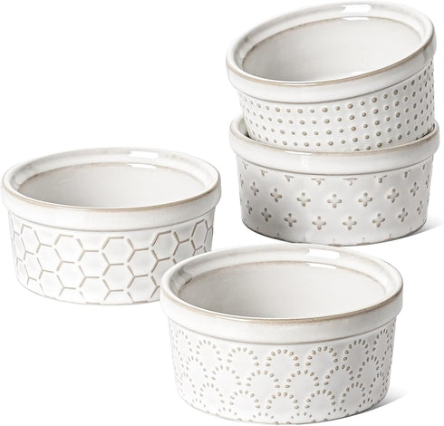LE TAUCI Ramekins 4 oz, Ceramic Baking Dishes for Creme Brulee, Lava Cake, Pudding, Set of 4