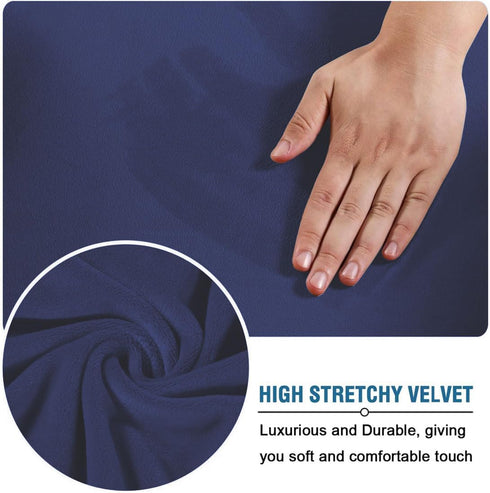 Lussenwert Velvet Ottoman Cover Square Stretch Square Ottoman Cover Thick Ottoman Slipcover Square Washable Storage