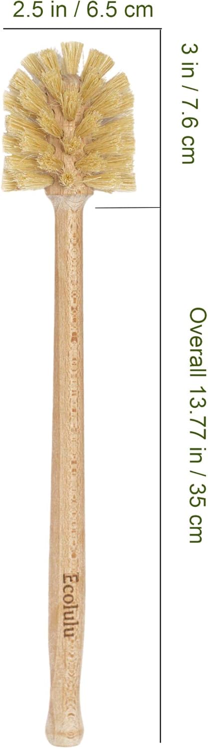 ECOLULU Eco Friendly Toilet Brush, 2 Pack Wood Toilet Brush with Strong Hemp Bristles