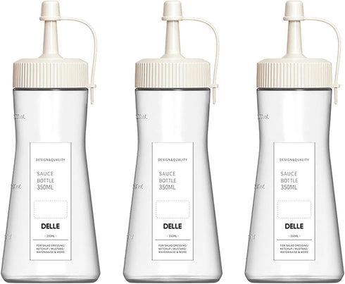 3 Pcs Condiment Squeeze Bottle 350ML/11.8OZ Ketchup Salad Honey Mustard Dressing Plastic