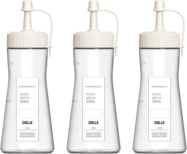 3 Pcs Condiment Squeeze Bottle 350ML/11.8OZ Ketchup Salad Honey Mustard Dressing Plastic