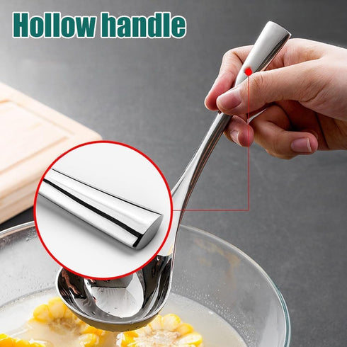 Small Ladle, 8’’ Sauce Gravy Soup Spoon, Hollow Handle, SUS 304 Stainless Steel, 1 Pack (Color: Silver)