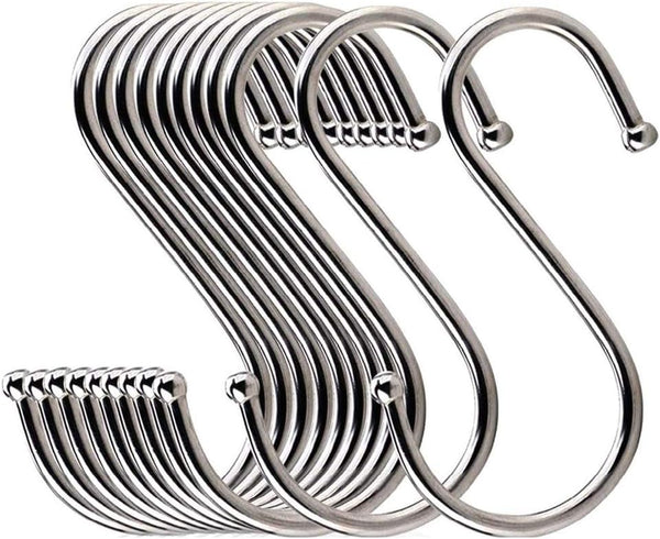 10 Pack Extra Large 4.7 Inches S Shape Heavy-Duty Metal Hooks for Kitchenware, Bathroom Utensils, Plants, Gardening