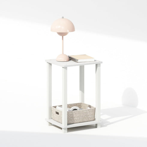 2-Tier Closet, Furinno Simplistic Night Stand, Small Nightstand with Open Shelf, Toolless Assembly Bedside Table, End