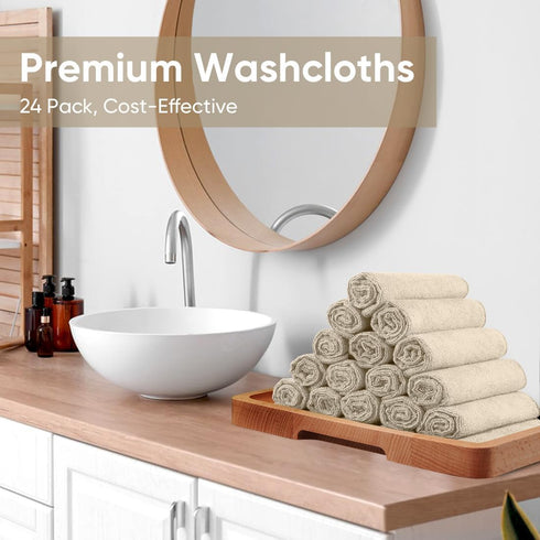 24 Pack, 12x12 Inch, HOMEXCEL Microfiber Washcloths Highly Absorbent and Soft Face Towel, Multi-Purpose Wash Cloths