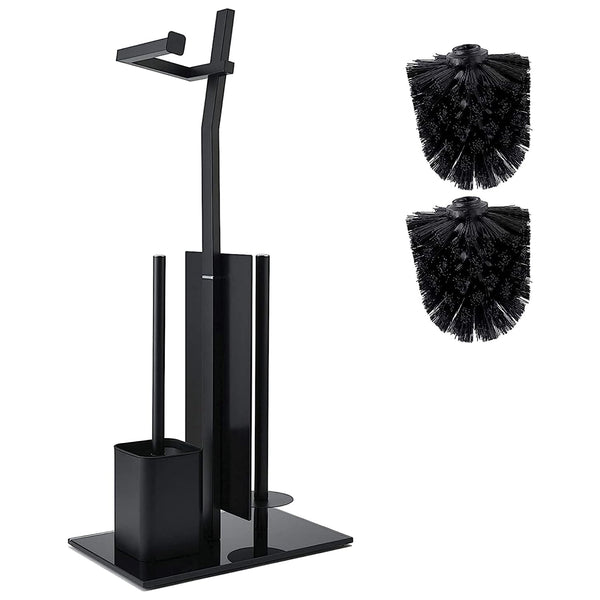 smartpeas WC Set with roll Holder - Black Toilet Paper Holder - Stainless