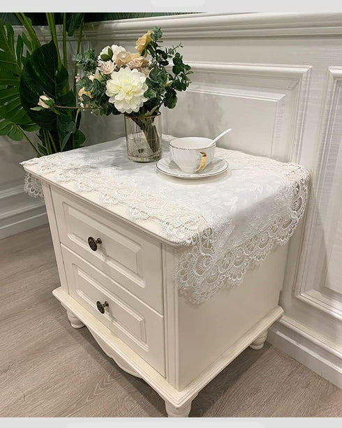 Bedside Tablecloth Lace Doilies for Side Table Cloth Runner Tabletop Dust Cover Bedroom Nightstand Decor