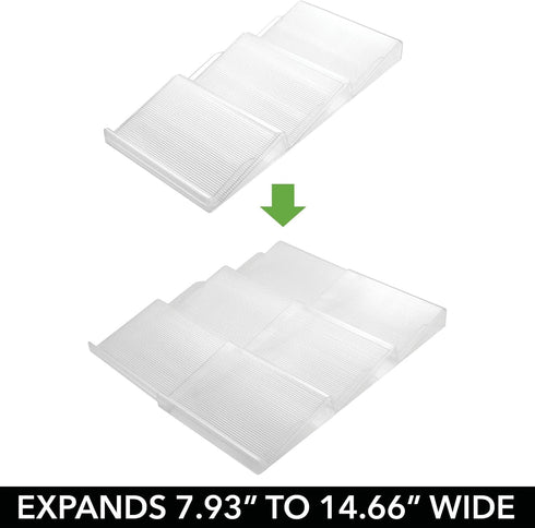 3 mDesign Expandable Plastic Deluxe Spice Rack, Drawer Organizer for Kitchen Cabinet Drawers, Tier Slanted for Spice