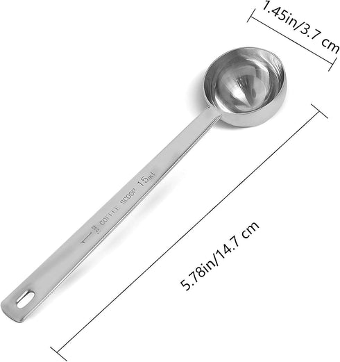 2-Piece Stainless Steel Tablespoon Measure Spoon, Long Handle Coffee Scoop (Silver, 15ml)
