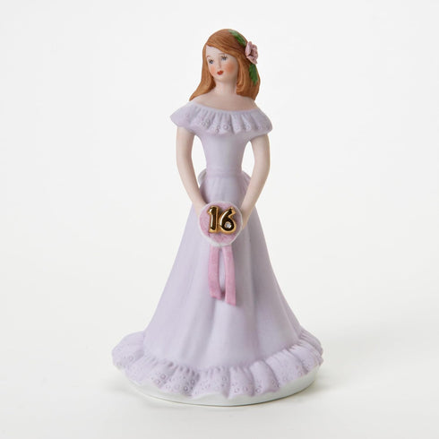 ENESCO Growing Up Girls Brunette Figurine, Age 16, 6.5 Inch, Multicolor, Holding Ribbon