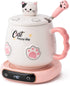 Bgbg Coffee Mug Warmer & Cute Cat Mug Set, Beverage Cup Warmer for Desk with Three Temperature Settings