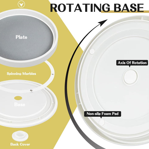 Non Skid Lazy Susan Turntable, Single Round Rotating Kitchen Spice Organizer for Cabinets, Pantry, Bathroom,