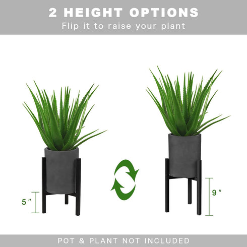 2 Pack 8 10 12 inch IZIDDO Adjustable Plant Stand, Metal Planter Stands Indoor Outdoor, Mid Century Modern Plant
