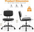 Armless Sweetcrispy Small Office Desk Chair - PU Leather with Comfy Lumbar Support, Height Adjustable Rolling Swivel