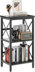 YMYNY 3 Tiers Industrial Metal Bookcase, Black Storage Organizer for Living Room, Home Office, Bedroom, 29.5 * 15.75 *
