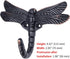 Dragonfly Hooks Wall Hooks for Hanging, Oil Rubbed Bronze Coat Hooks, Heavy Duty Key Holder, Pack of 4