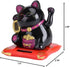 Lucky Beckoning Cat, Solar Powered Waving Wealth Cat, Feng Shui Decor, 3" Tall, Black