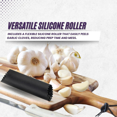 Set- Garlic Press Rocker Premium Garlic Crusher- Innovative & Fast Garlic mincer- Peeler and Scraper Included