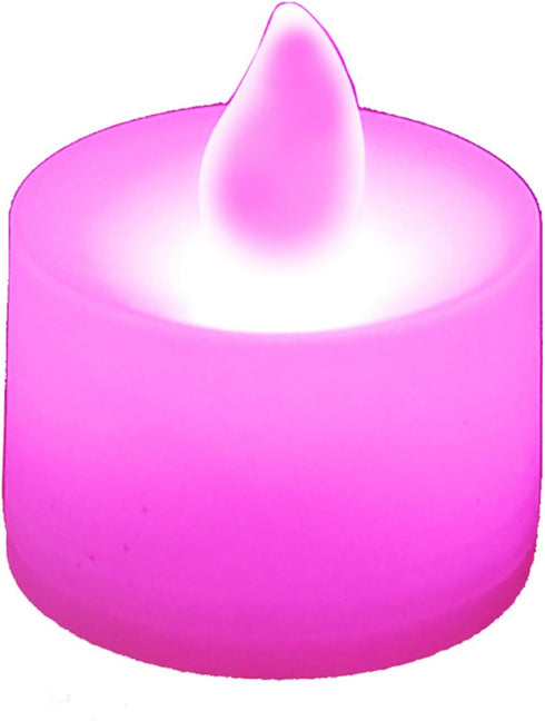 LumaBase Battery Operated Tea Light Candles, Pink, Set of 12