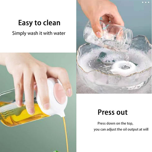 Olive Oil Dispenser Bottle with Silicone Oil Brush, 230ml Oil Container for Cooking, Baking, BBQ, Marinating, PINK