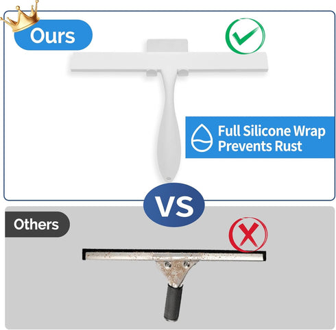 FY&XZH 11-Inch Never Rust Silicone Shower Squeegee for Glass Doors with Hook, Bathroom Cleaner Tool, Household Window