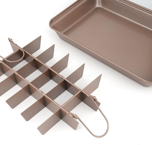 Brownie Pan with Dividers, Non Stick 18 Pre-slice Carbon Steel Bakeware Tray for Baking Bread and Cake