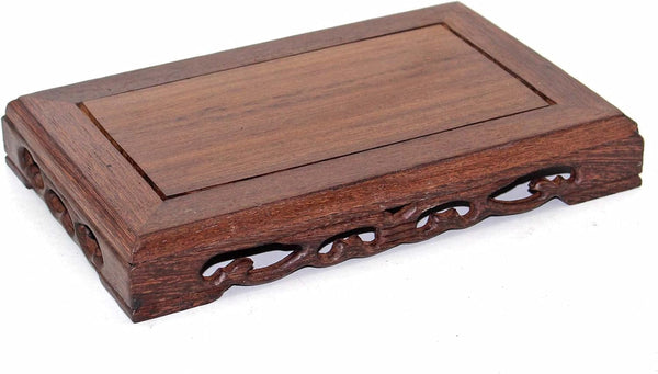 Oriental Furniture Solid Wood Base Rectangular Carved Art Craft Display Stand Fish