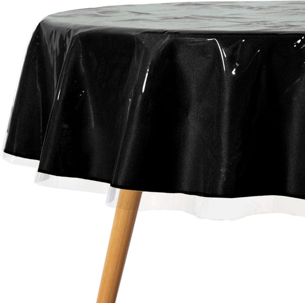 sancua Clear Plastic 100% Waterproof Round Tablecloth - 60 Inch Vinyl PVC Protector for Dining Tables, Parties & Camping