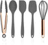 COOK WITH COLOR Silicone Cooking Utensils, 5 Pc Kitchen Utensil Set, Easy to Clean, Grey and Copper