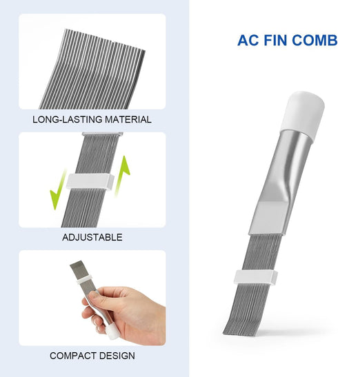 LANMU Air Conditioner Evaporator Coil Cleaning Brush, 1 Fin Comb + 1 Dual-Sided Evaporator Coil Brush