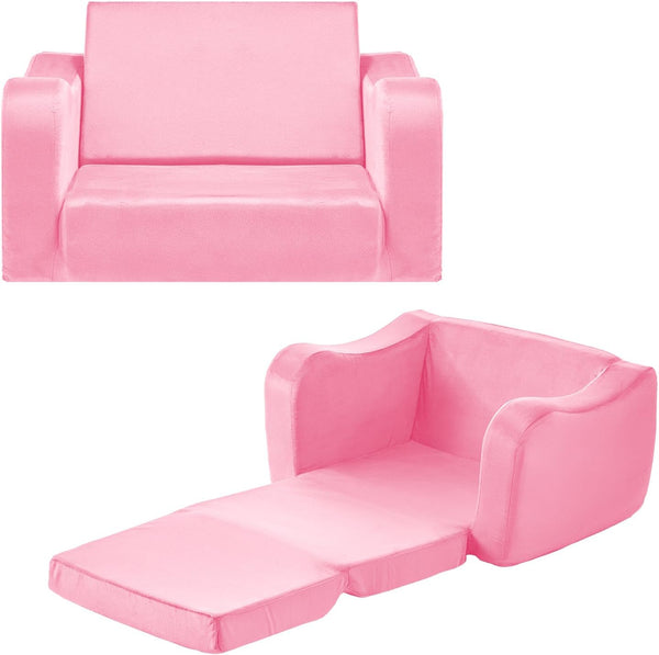 VEVOR 2-in-1 Kids Sofa, Foldable Toddler Soft Couch with Armrests, Made of