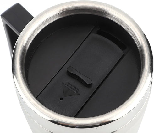 12V Car Heating Cup: Stainless Steel Heating Coffee Thermos Mug, Portable Water Heater with Airtight Lid for Travel