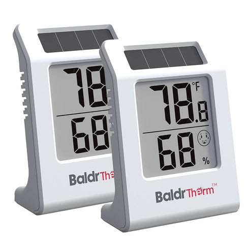2.2'' Digital Thermometer and Hygrometer Meter, Solar-Powered Indoor Temperature Sensor Humidity Monitor,