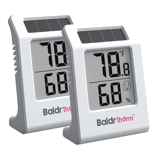 2.2'' Digital Thermometer and Hygrometer Meter, Solar-Powered Indoor Temperature Sensor Humidity Monitor,