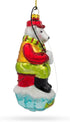 Polar Bear Ice Fishing Blown Glass Christmas Ornament