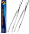 JETKONG 2 Pcs 12-Inch Extra-Long Stainless Steel Kitchen Tweezers, Fine Tweezer Tongs, Silver