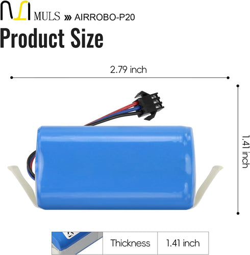 MULS Rechargeable Battery for AIRROBO P20 Robot Vacuum Cleaner, 14.4V