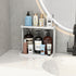 PEKER Countertop Bamboo Bathroom Organizer Small Vanity Storage Shelf for Makeup, Perfume, Skincare Natural Cosmetics