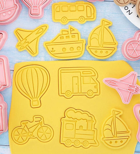 MayeBridge 8 Set Pieces Cute Fire Balloon Cookie Moulds For Baking Cookie Mould Press Train Cookie Mould Kitchen Tools