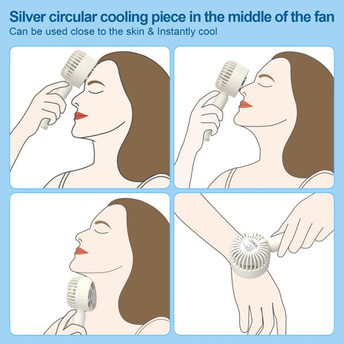 Handheld Cooling Fan, Portable Mini Fan with Cold Compress Function for Travel and Makeup
