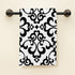 HGOD DESIGNS Black Floral Vintage Flower Paisley Design Bath Hand Towels, 100% Cotton 15inX30in