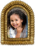 2x3 (2x3, Isaac Jacobs Antique Gold Double Bead Arch Photo Frame with Black Fabric Easel, Tabletop, Wall-Mountable