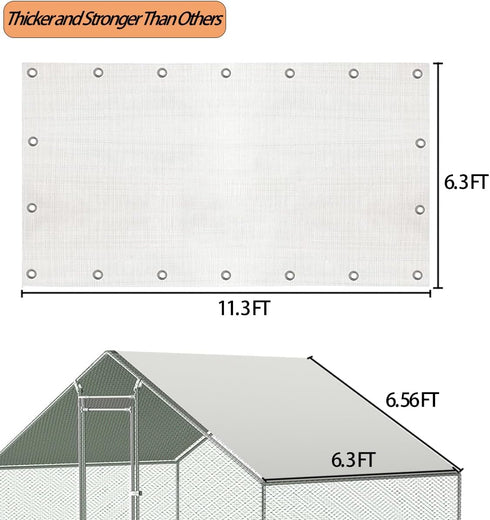 11.3 6.3 (2 Pack) Chicken Coop Cover Waterproof and UV, * FT Chicken Run Cover for Winter with Ball Bungees Cords