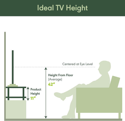 2-Tier 32 inch, 15.8 23.8 11, Furinno TURN-N-TUBE TV Riser Stand, Small Elevated No Tools TV Stand, TV Console for TV