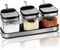 Condiment Jar Spice Container with 304 Stainless Steel Lids and Spoons,Clear Glass