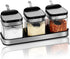 Condiment Jar Spice Container with 304 Stainless Steel Lids and Spoons,Clear Glass