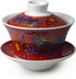Gaiwan Teacup 7oz Chinese Dragon Sancai Cover Bowl Lip Saucer Set for Gongfu Tea, Red